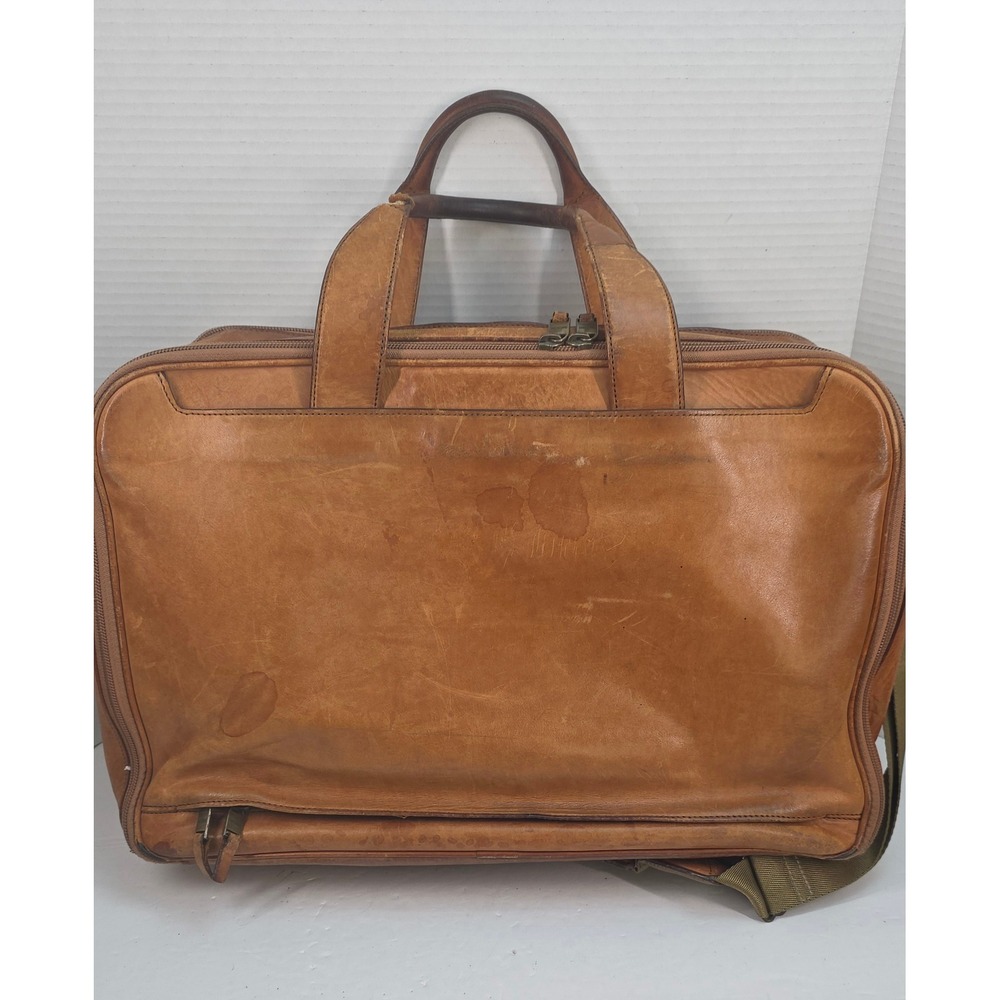 Hartmann Tan Leather Briefcase Messenger Bag Laptop Portfolio Vintage Brown - Picture 5 of 10